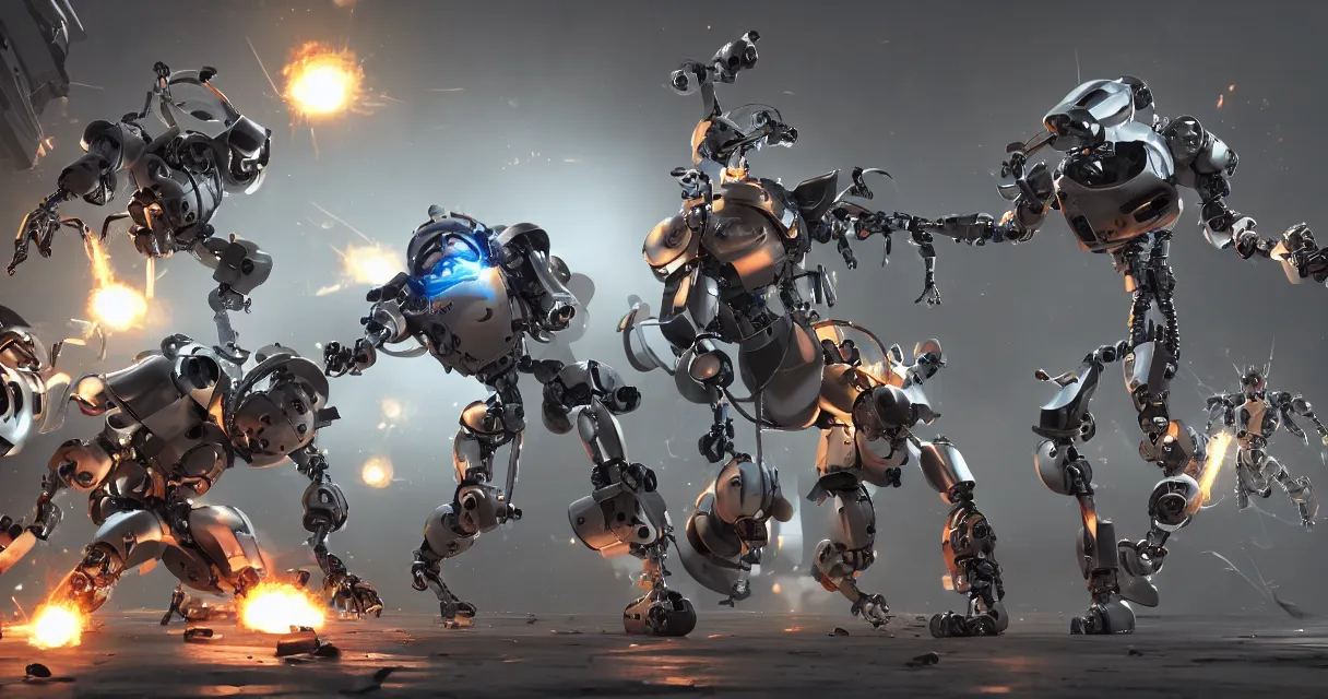 Image similar to robot fight, drama, high quality, vray, cg, crazy, space