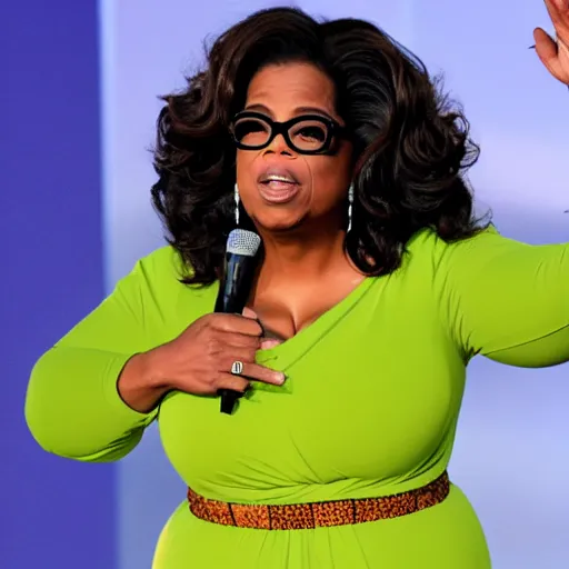 Prompt: oprah falling from airplane screaming and shouting hands up