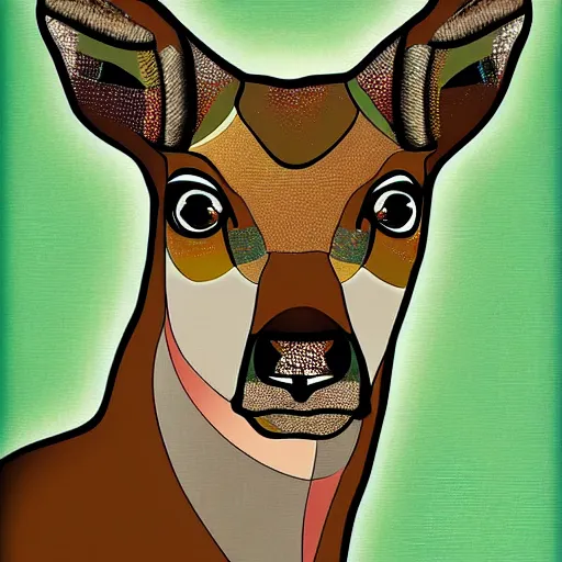 Prompt: cubist portrait of a deer digital art