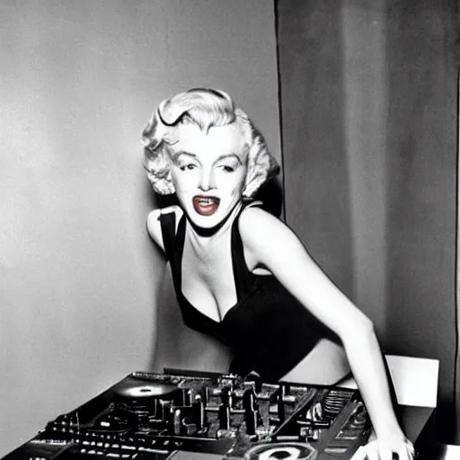 Image similar to marilyn monroe on the dj decks