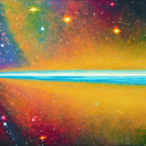 Prompt: the split seconds of what the universe would have looked like before the big bang, oil painting