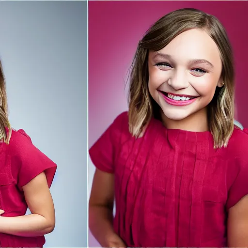 Image similar to Maddie Ziegler smiling portrait, studio photo