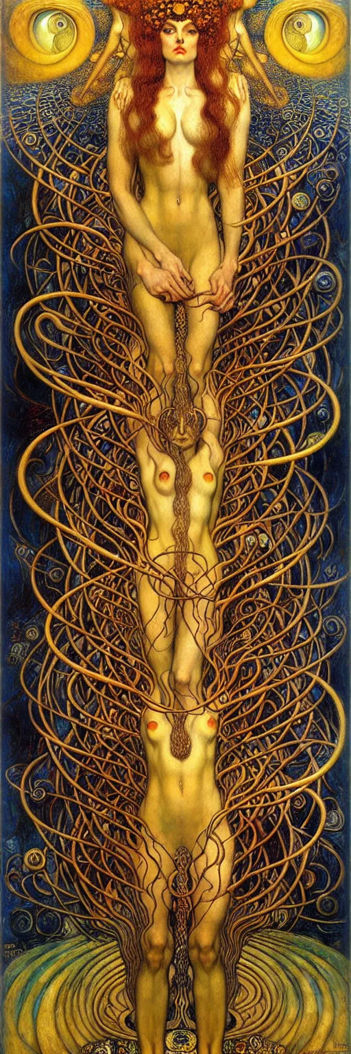 Image similar to Divine Chaos Engine by Karol Bak, Jean Delville, William Blake, Gustav Klimt, and Vincent Van Gogh, symbolist, visionary