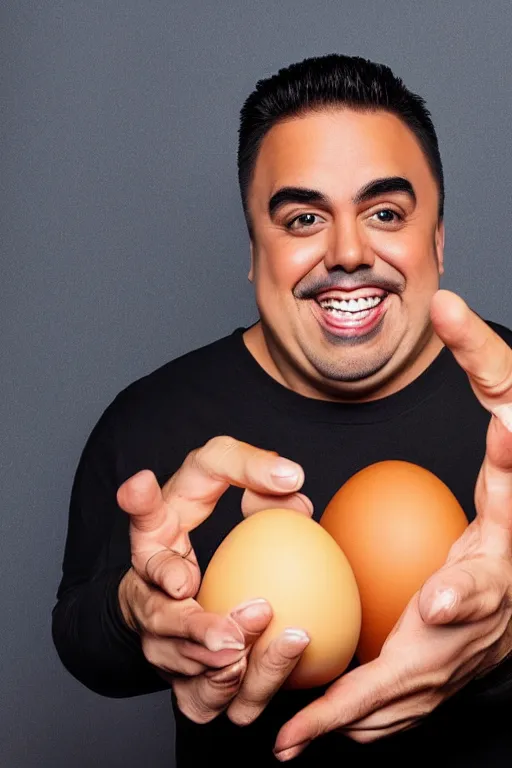 Image similar to 📷 gabriel iglesias the egg 🥚, made of food, head portrait, dynamic lighting, 4 k