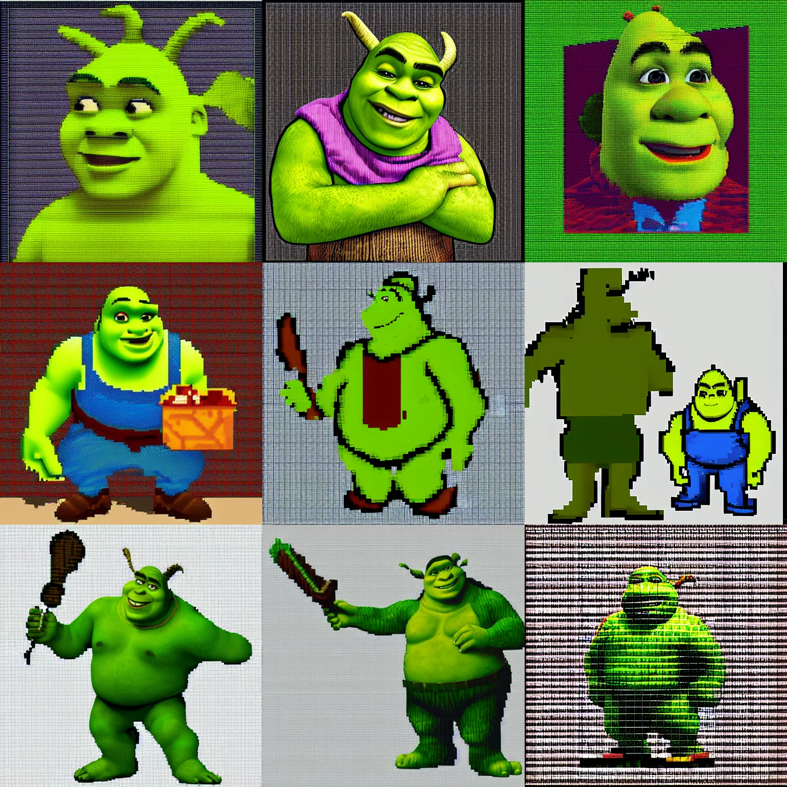 shrek, pixel art | Stable Diffusion | OpenArt