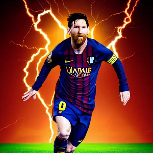 Image similar to lionel messi as the flash, 8 k