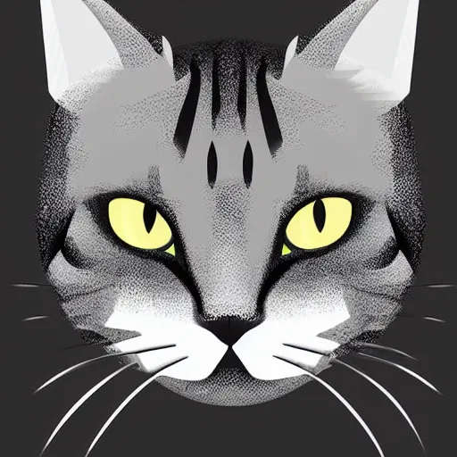 Prompt: cat icon with black color, low poly, vector image,