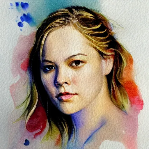 Prompt: abbie cornish, watercolor, in the style of claude monet, beautiful face, award winning, hd, 4 k