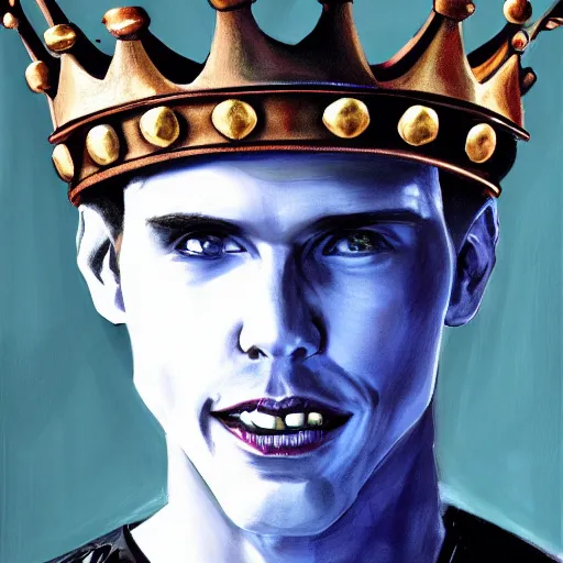 Prompt: jerma as a king, wearing a crown, king, highy detailed headshot painting