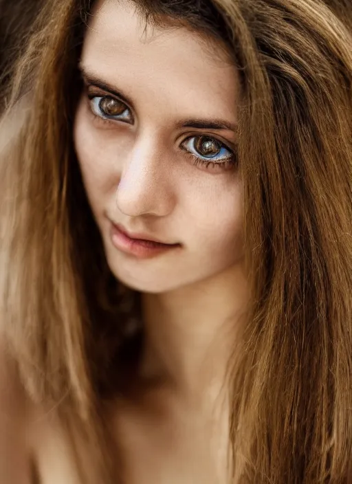 Image similar to portrait of a beautiful 20-year-old Italian woman by David Bailey, close up, detailed, award winning, Sony a7R