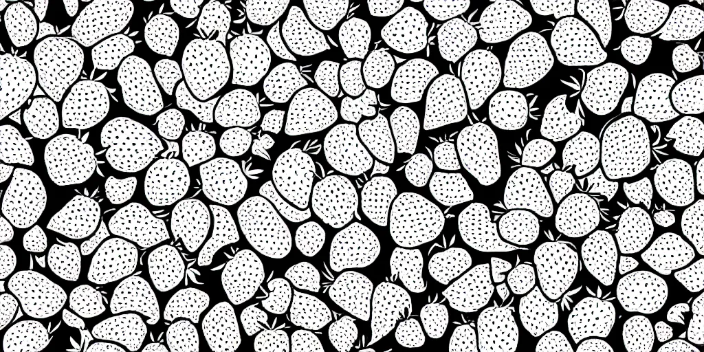 Prompt: strawberry black and white illustration