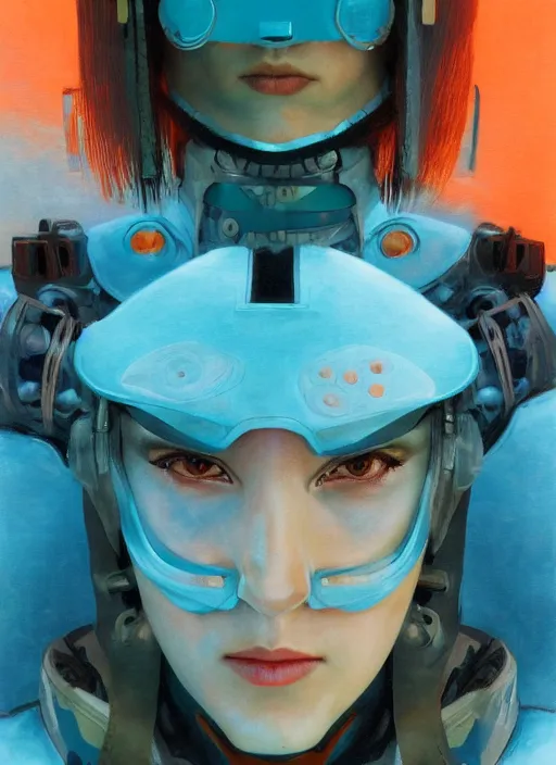 Prompt: symmetry!!! closeup portrait! of a samurai cyborg girl, racer jumpsuit, in clouds, cinematic light, windy, teal orange, volumetric smoke, by gerald brom, by mikhail vrubel, by peter elson, muted colors, extreme detail, trending on artstation, 8 k