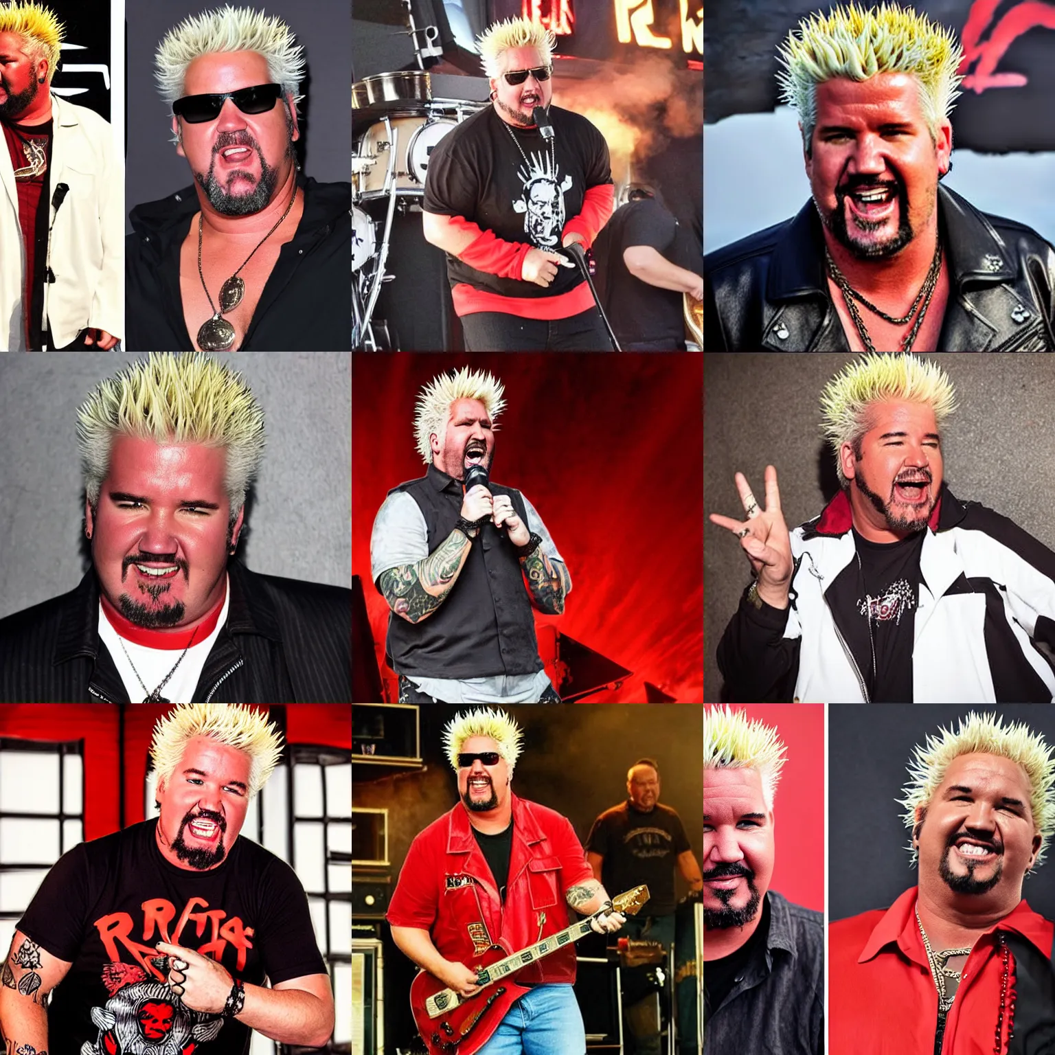 Prompt: Guy Fieri as the lead singer of Rage Against the Machine