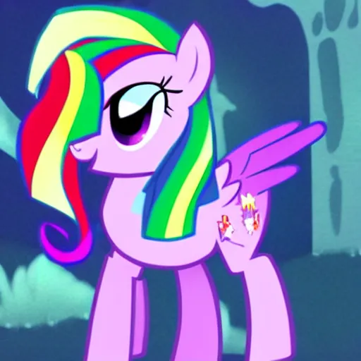 Image similar to my little pony corrupted by evil dark magic, black ooze, oil like flowing, evil magic