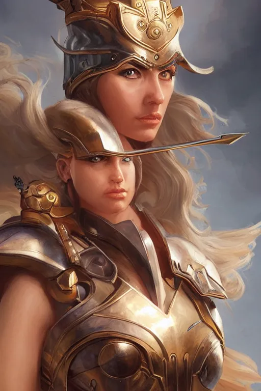 Image similar to amazon valkyrie athena, d & d, fantasy, portrait, highly detailed, headshot, digital painting, trending on artstation, concept art, sharp focus, illustration, art by artgerm and greg rutkowski and magali villeneuve