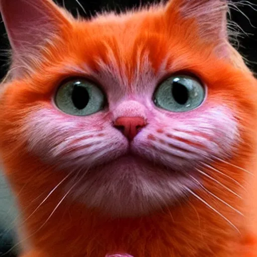 Image similar to orange cat, with his hair died purple to look like the cheshire cat, photo