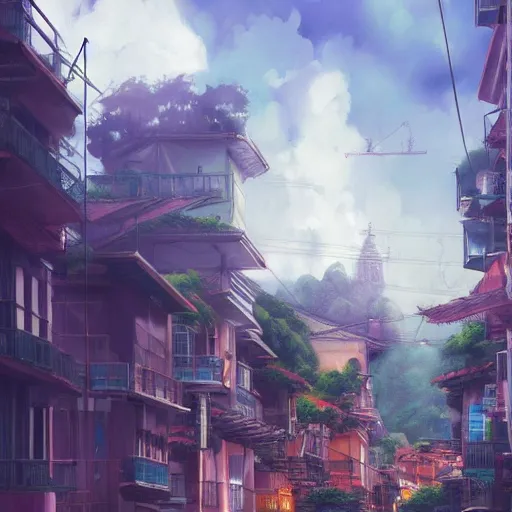 Prompt: bogota city in style studio ghibli, with dramatic lighting, concept art, matte painting, 8 k, highly detailed, artstation