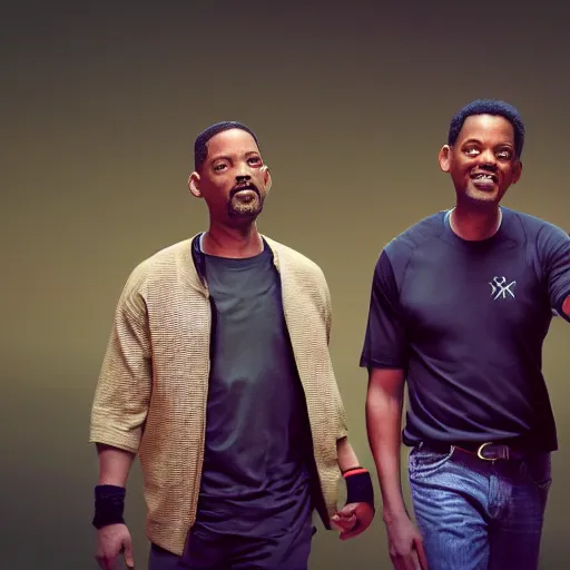 Image similar to photography of will smith and chris rock together. ultra-detailed, 8k, octane render