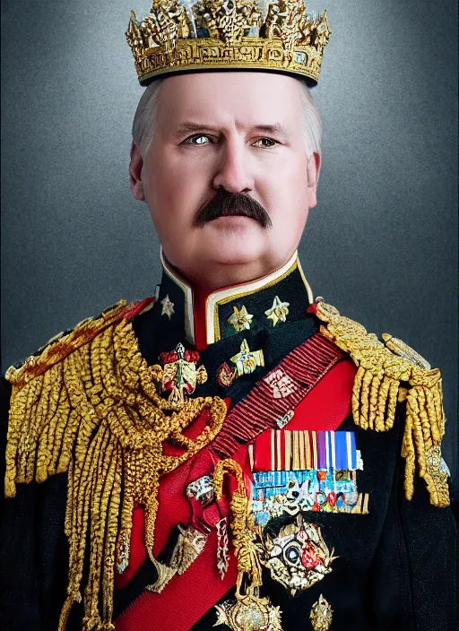 Prompt: digital portrait of emperor on throne looking like alexander lukashenko, slavic ethnicity style, photo realism