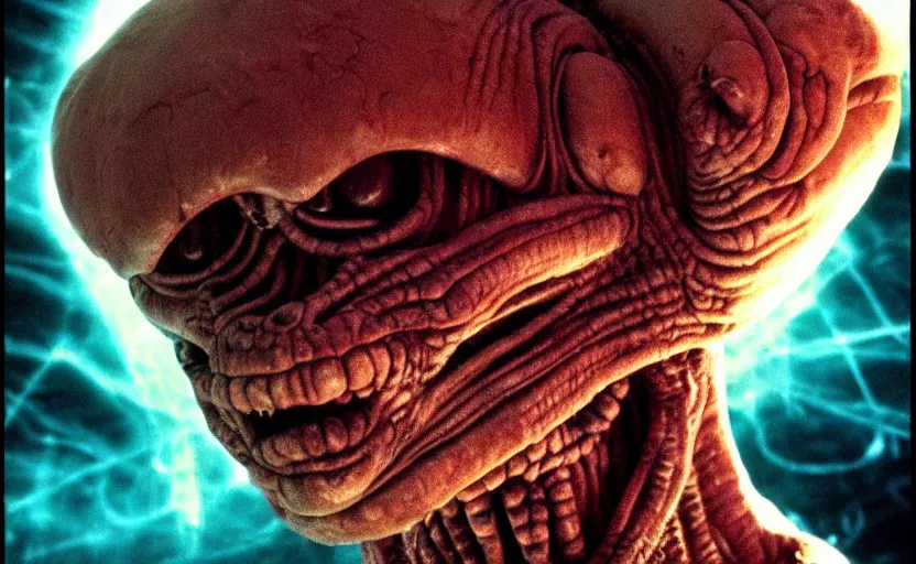 Prompt: an alien monster by john carpenter, by david cronenberg, heavy grain, technicolor, high definition, remastered, portrait, cinematic lightning, argentic, scratches, old, highly detailed, realistic