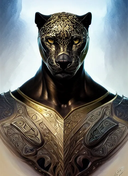 Prompt: symmetry!! portrait of a panther, d & d, armour! muscular, fantasy, intricate, elegant, highly detailed, digital painting, artstation, concept art, smooth, sharp focus, illustration, art by artgerm and greg rutkowski and alphonse mucha