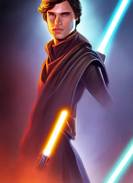 Image similar to jacen solo, jedi from star wars legends books, science fiction portrait by salvador trakal, trending on artstation, grat lighting