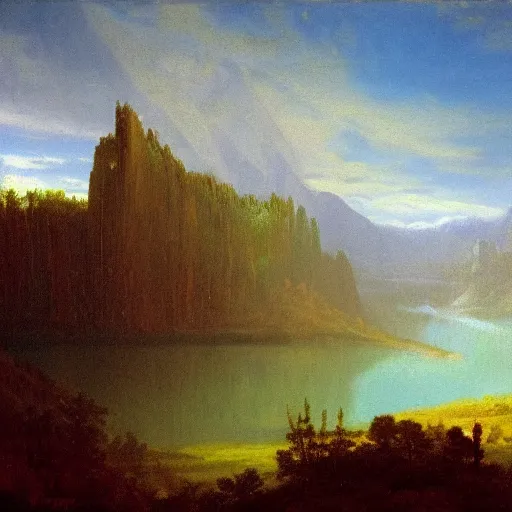 Prompt: the uncanny valley in the style of albert bierstadt, oil on canvas