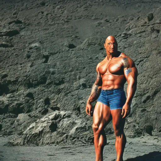 Prompt: photo of dwayne johnson as a skinny man, cinestill, 8 0 0 t, 3 5 mm, full - hd