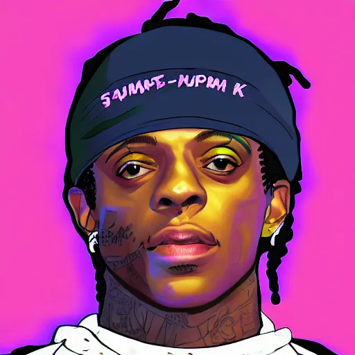 Image similar to ski mask the slump god digital art