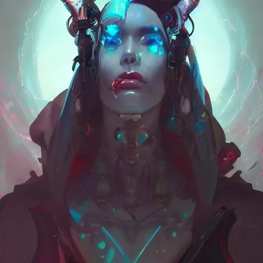 Image similar to a portrait of a beautiful demonic cybernetic duchess of hell, cyberpunk concept art by pete mohrbacher and guweiz and wlop and artgerm and josan gonzales and syd mead, digital art, artstation, deviantart, pinterest, unreal engine, sharp focus, 4 k uhd image