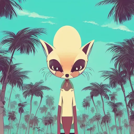 Prompt: fennec fox, clean cel shaded vector art. shutterstock. behance hd by lois van baarle, artgerm, helen huang, by makoto shinkai and ilya kuvshinov, rossdraws, illustration, palm trees, studio ghibli