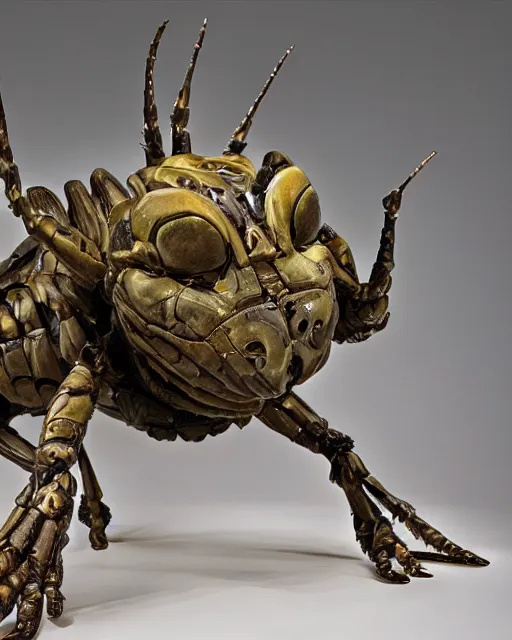 Image similar to highly detailed sculpture of the warrior bug from the movie starship troopers, studio lighting, no dof, photorealistic