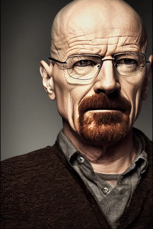 Prompt: Walter White portrait photo by Mark Mann and Lorenzo Agius , award winning, atmosphere, lighting, 1x