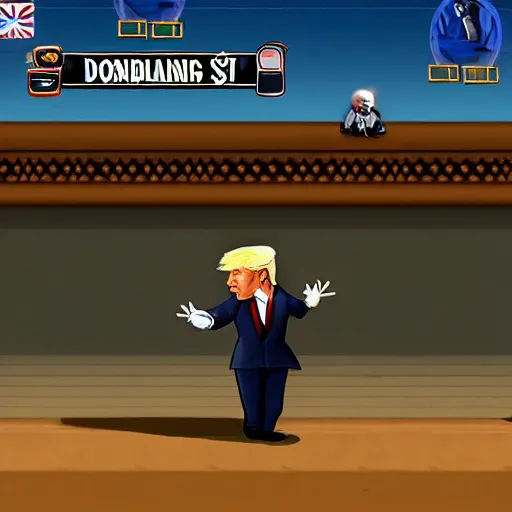 Prompt: screenshot from pc game kingpin : donald trump as gangster