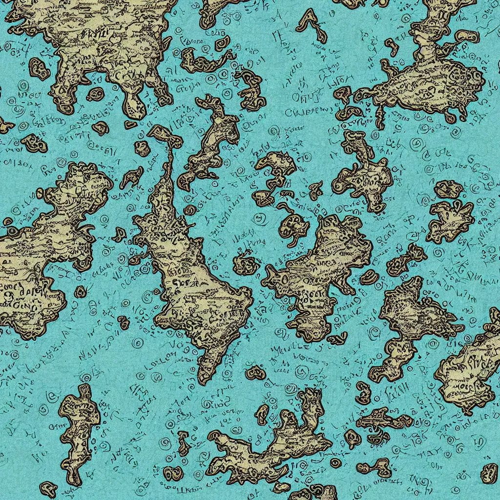 a rpg map with regions in separated colors surrounded