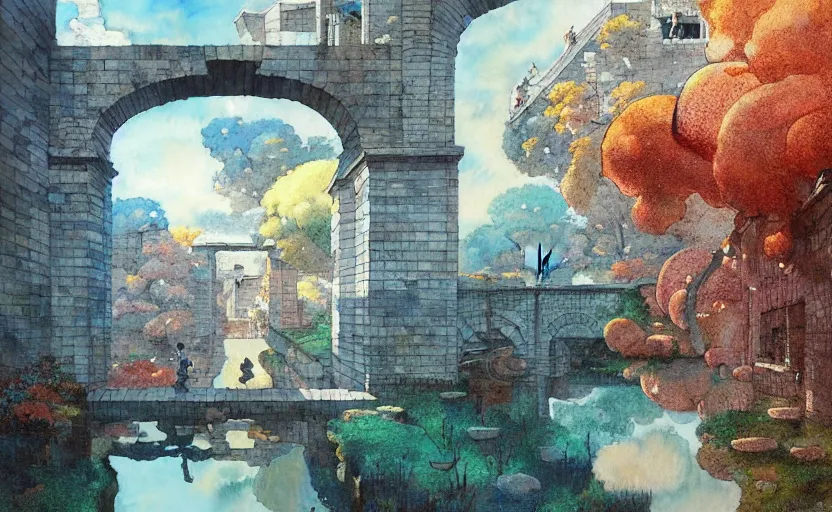 Image similar to tiled room squared waterway, aqueducts, fantasy. intricate, amazing composition, colorful watercolor, by ruan jia, by maxfield parrish, by marc simonetti, by hikari shimoda, by robert hubert, by zhang kechun, illustration, gloomy