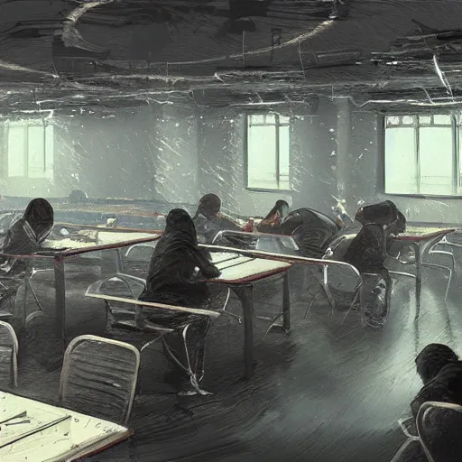 Image similar to computer club, dark image, highly detailed, digital painting, trending in artstation, concept art, smooth, sharp focus, art by max liebermann