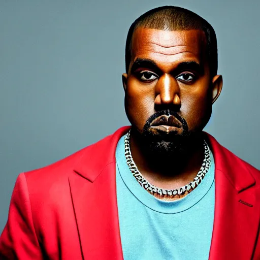 Image similar to photo of kanye west looking disgusted, disappointed, disproving, detailed face, staring in the camera, hd