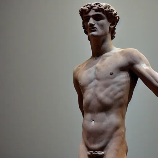 Prompt: an ancient greek clay statue of antoine griezmann, the british museum