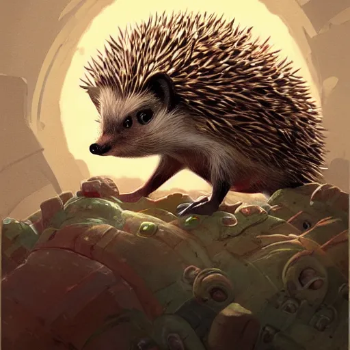 Prompt: a detailed portrait of an hedgehog explorer, by victo ngai and justin gerard, digital art, realistic painting, very detailed, fantasy, dnd, character design, trending on artstation