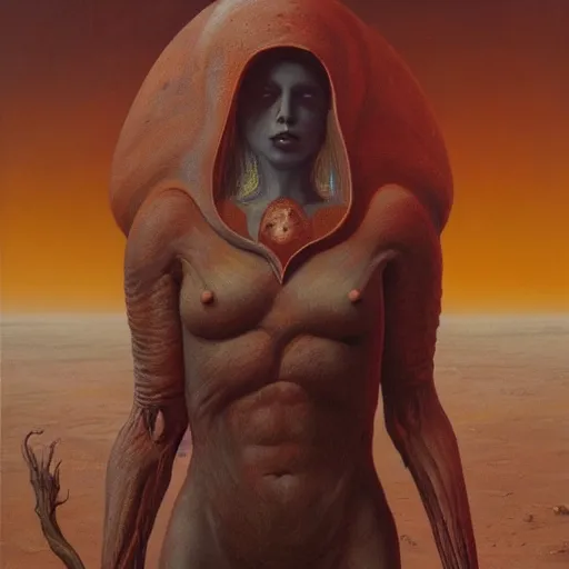 Image similar to the queen of mars by zdzisław beksiński, dariusz zawadzki, jeffrey smith and h.r. giger, oil on canvas, 8k highly professionally detailed, trending on artstation