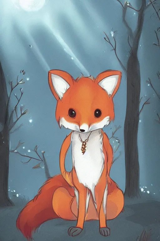 Image similar to a pretty medieval anthropomorphic fox with a fluffy tail in the forest, comic art, trending on furaffinity, cartoon, kawaii, backlighting, furry art!!!, radiant light, bokeh, trending on artstation, digital art