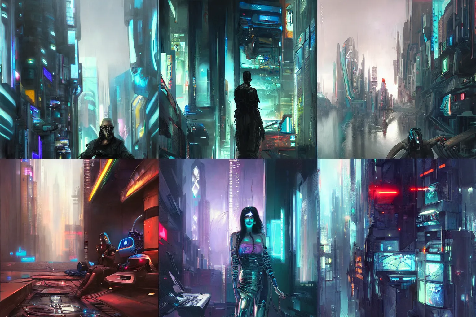 Prompt: Cyberpunk, painting by Jaime Jones
