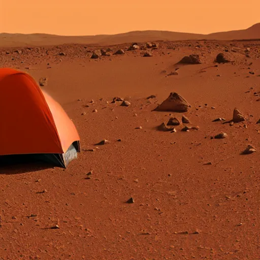 Image similar to camping on mars, 4 k, high detail, high - resolution photograph, professional photography, ultra - detail