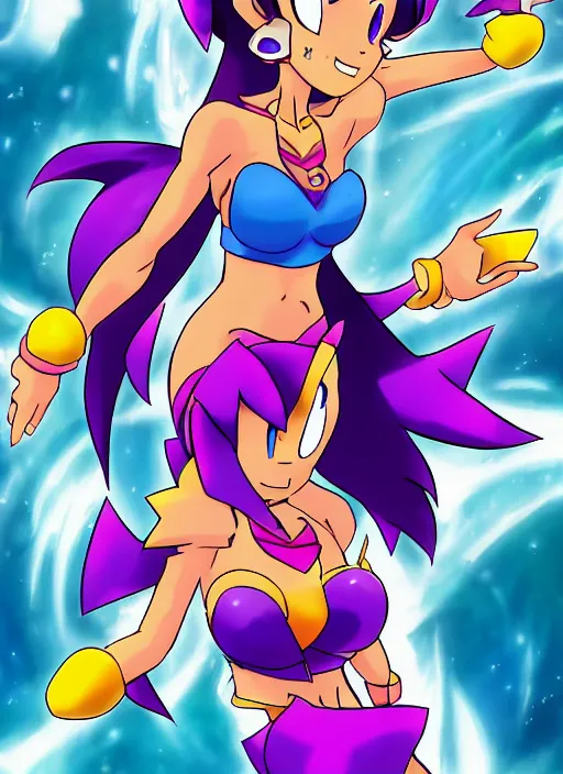 Image similar to shantae in the style of kentaro yabuki