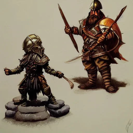 Prompt: dnd dwarf with conquistador helmet, by Jesper Ejsing