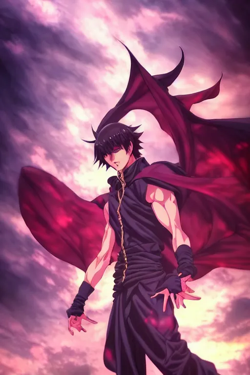 anime full body handsome young demon king man only,, Stable Diffusion