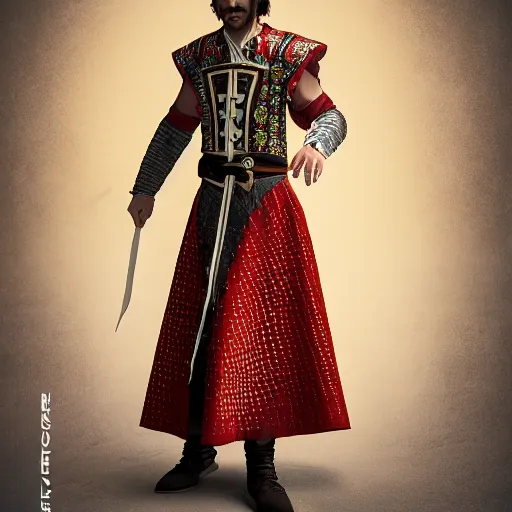 Image similar to magic the gathering card of a man wearing traditional aragonese folk costume, 4 k, octane render, award winning photograph