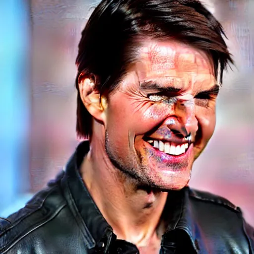 Prompt: Tom Cruise laughing in a house on fire