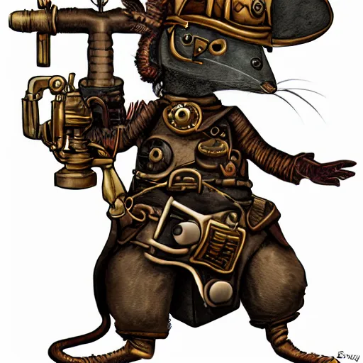 Prompt: steampunk rat warrior